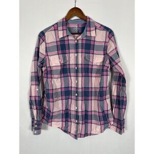 St Johns Bay Womens Cotton Plaid Button Up Shirt Size L Country Southwestern